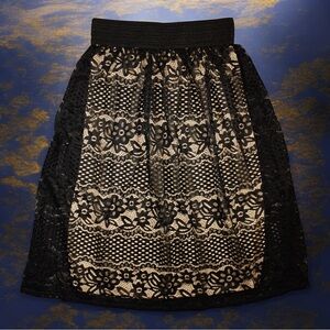 Metrowear Black‎ Eyelet Gothic Fairy Renaissance A-Line Knee Length Skirt Size S